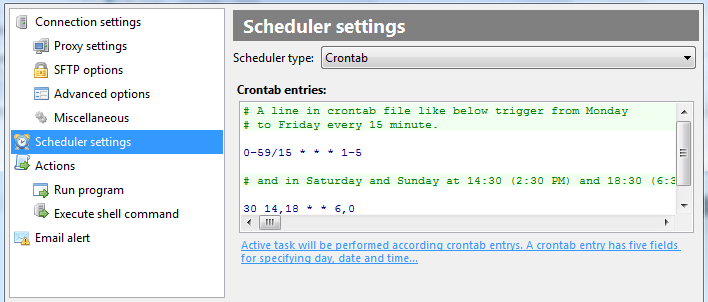 Configurações do Crontab