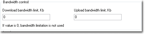 Você pode limitar separadamente a largura de banda para upload e download de arquivos