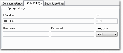 Se o FTPGetter se conectar ao servidor ftp por meio de proxy, configure o endereço do proxy, a porta, o nome de usuário e a senha aqui