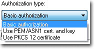 Método de autorização de ftp seguro - básico, usando certificado e chave PEM/ASN1 ou usando certificado PKCS12