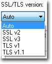 ftp sobre ssl/tls - selecione os mecanismos de segurança (SSL v2, SSL v3, TLS v1, TLS v1.1)