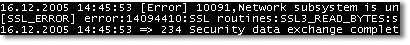 Erro SSL/TSL - o subsistema de rede está inutilizável